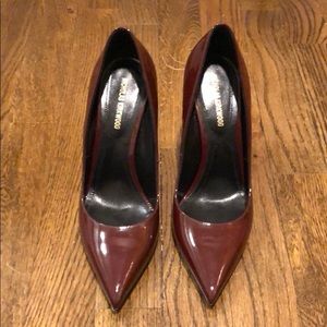 Nicholas Kirkwood maroon patent leather wedges